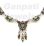 semi precious gemstone silver necklace